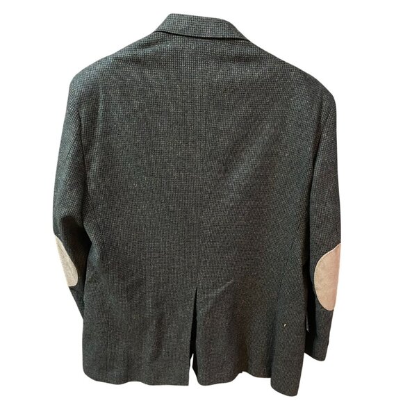 Stuart Hughes Men’s Blazer Sport Coat 44L Brown Houndstooth Elbow Patch Wool - Picture 2 of 16